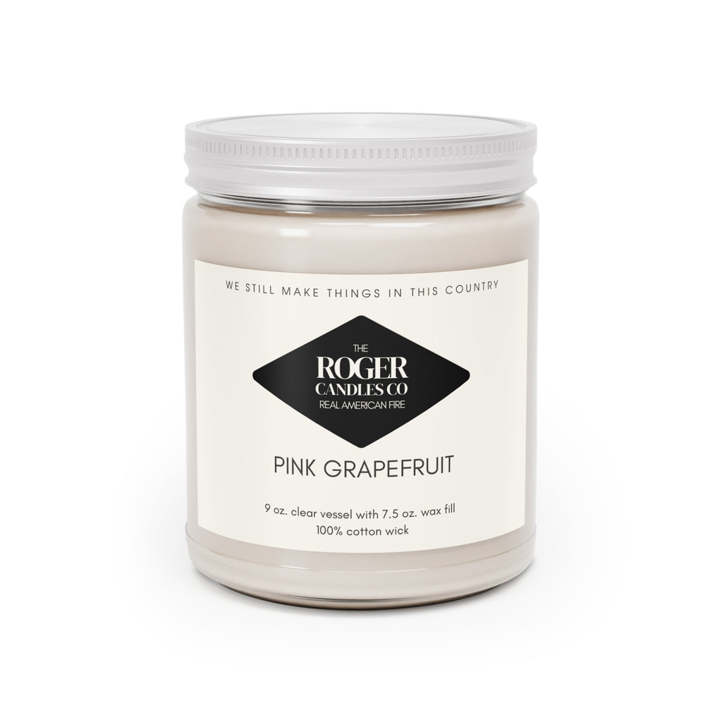 Pink Grapefruit Soy Candle – 9oz Scented Jar with White Lid