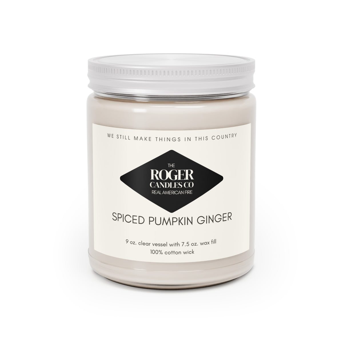 Spiced Pumpkin Ginger Soy Candle — 9oz Scented Jar with White Lid