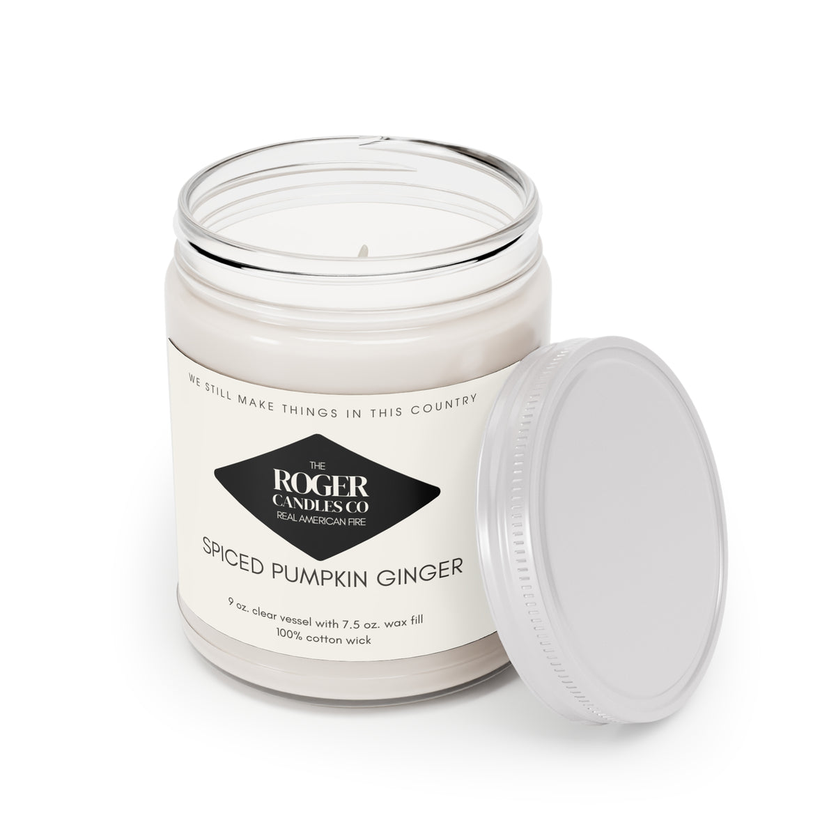 Spiced Pumpkin Ginger Soy Candle — 9oz Scented Jar with White Lid