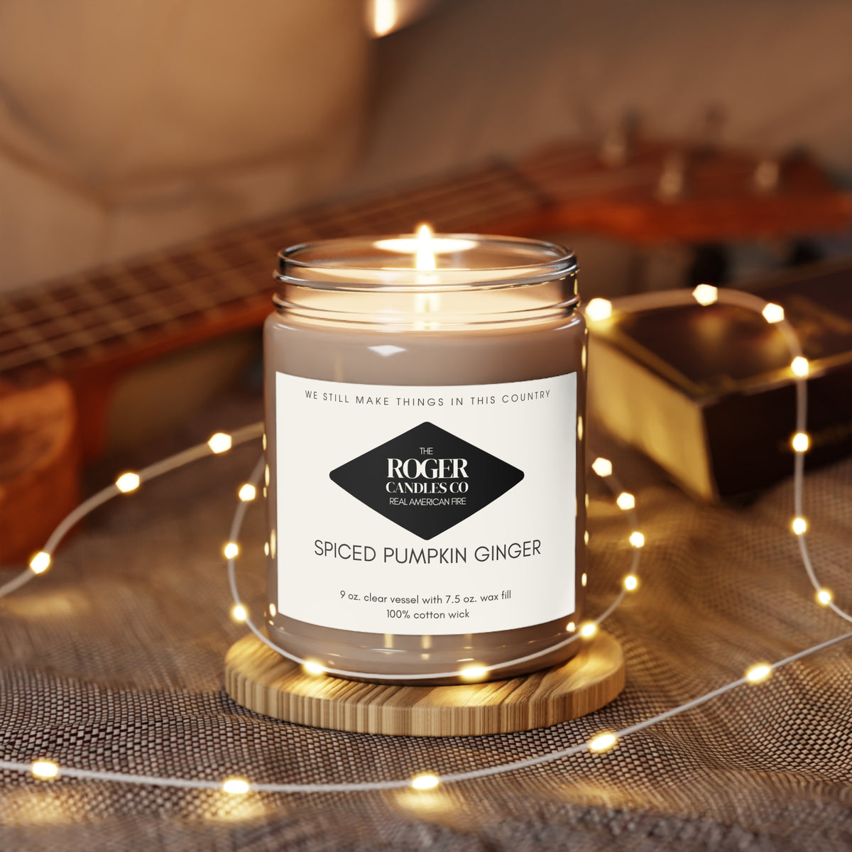 Spiced Pumpkin Ginger Soy Candle — 9oz Scented Jar with White Lid