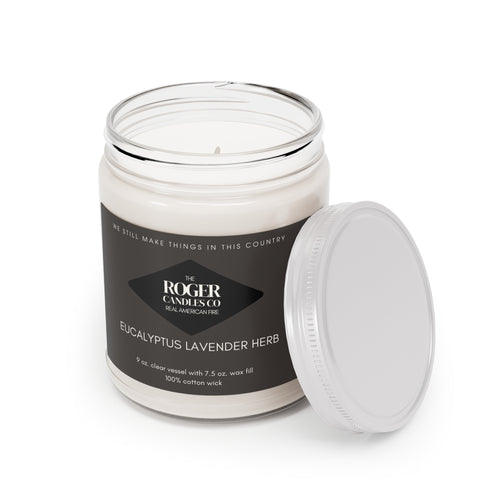 Eucalyptus Lavender Herb Scented Soy Candle — 9oz Jar with White Lid