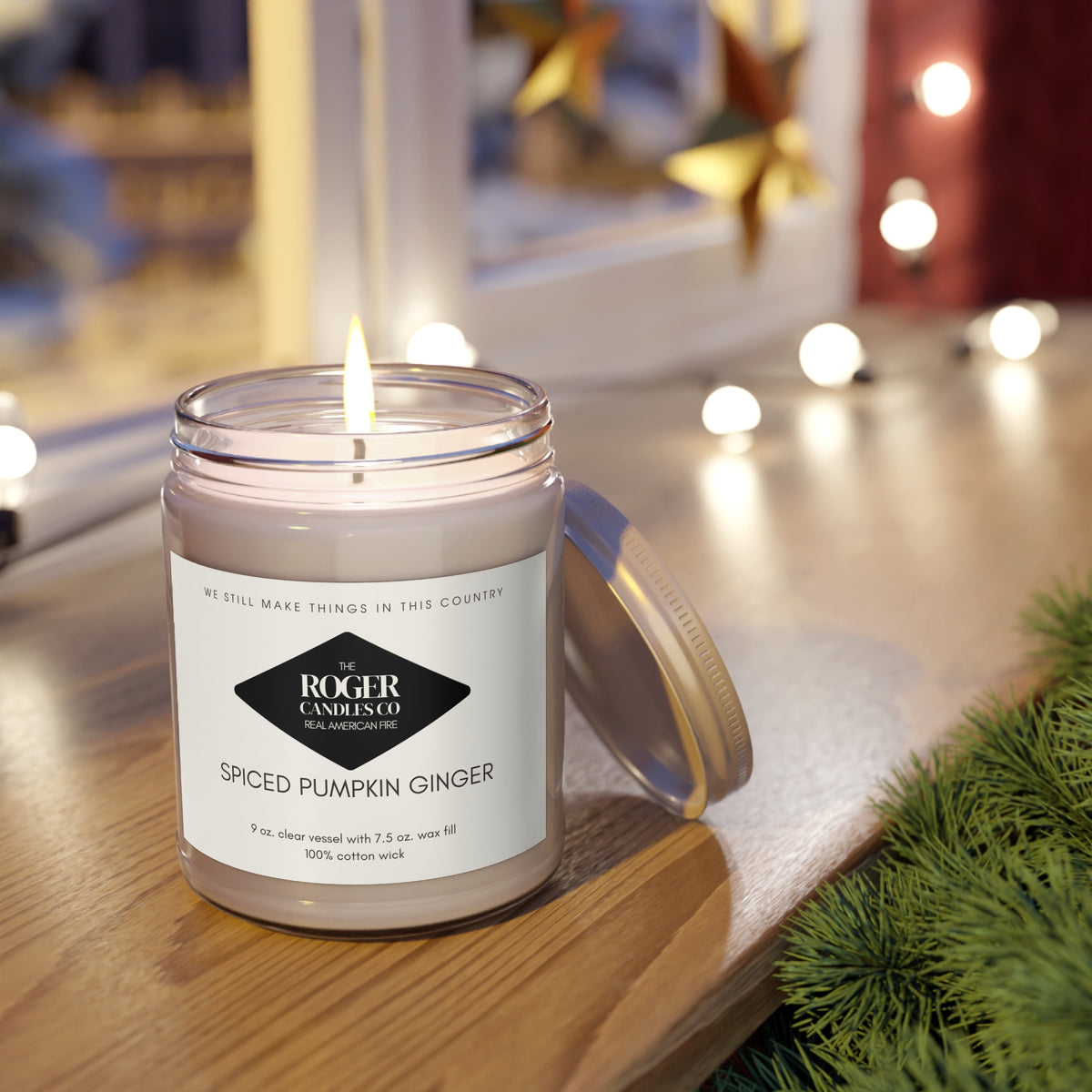Spiced Pumpkin Ginger Soy Candle — 9oz Scented Jar with White Lid