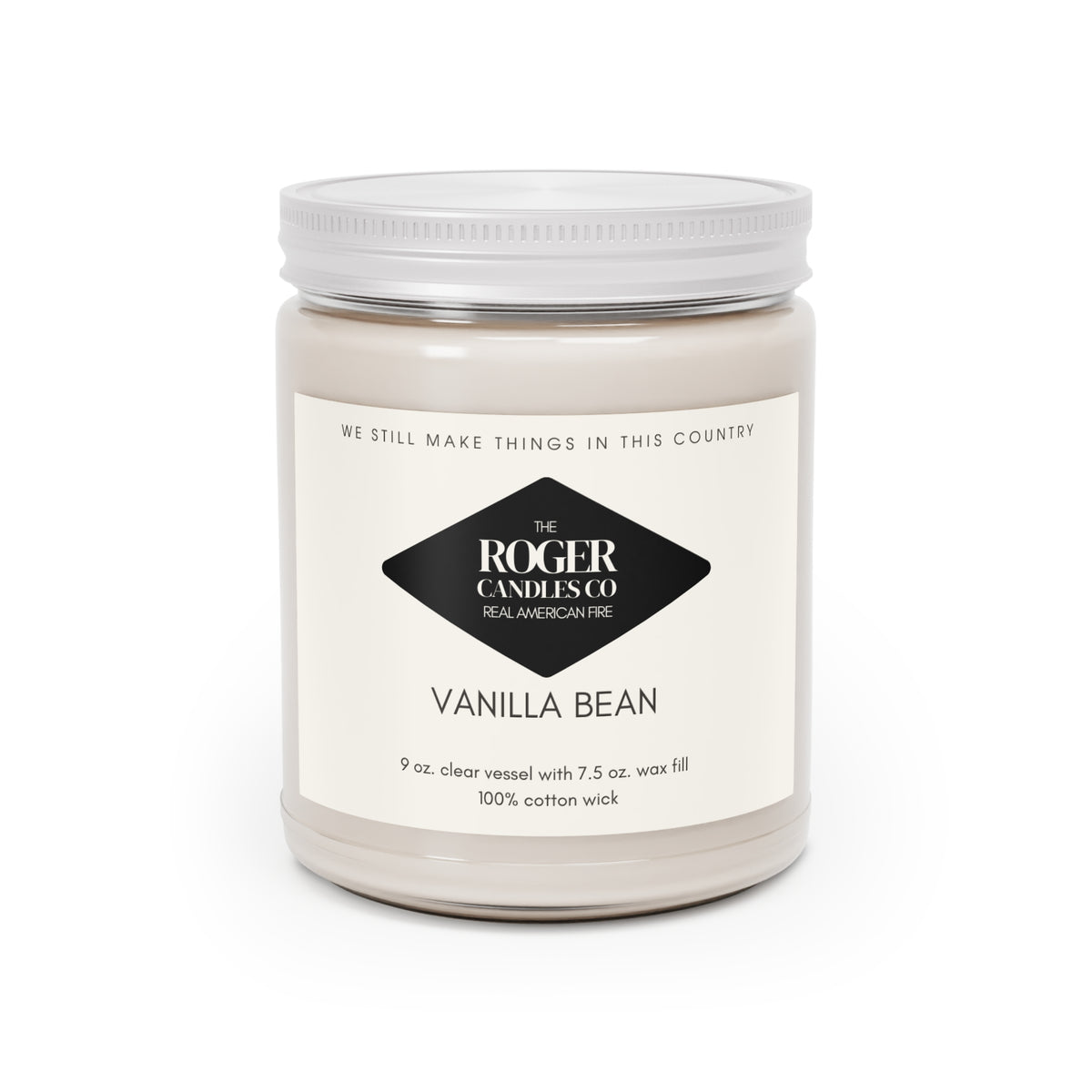 Vanilla Bean Soy Candle — 9oz Scented Jar with White Lid